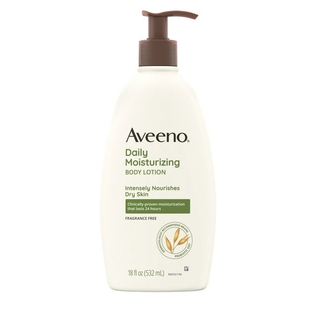 Aveeno Daily Moisturizing Body Lotion and Facial Moisturizer for Face, Body and Dry Skin, 18 oz Aveeno