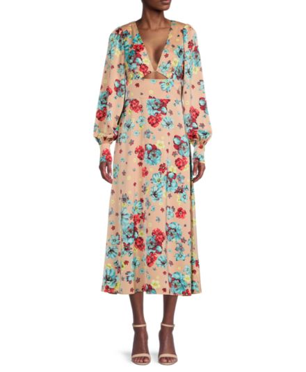 Платье миди с вырезами Viola и цветочным принтом AFRM