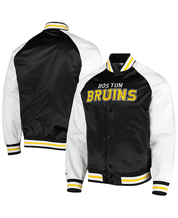 Мужская черно-белая атласная куртка Boston Bruins Primetime с регланами на застежках Mitchell & Ness