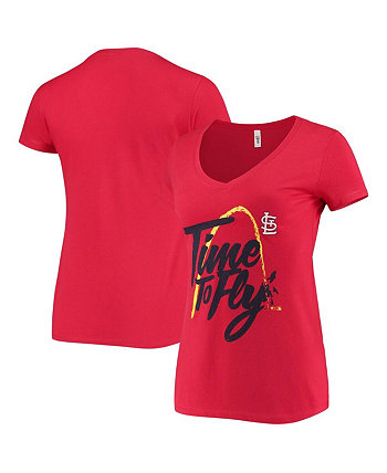 Women's Red St. Louis Cardinals Hometown Tri-Blend V-neck T-shirt BreakingT