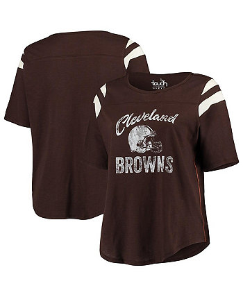 Женская коричневая футболка Cleveland Browns Plus Size Curve Touchdown с короткими рукавами Touch