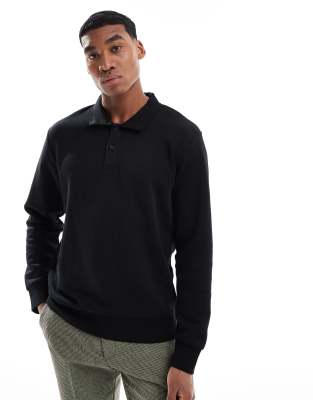 Jack & Jones polo sweat in black Jack & Jones