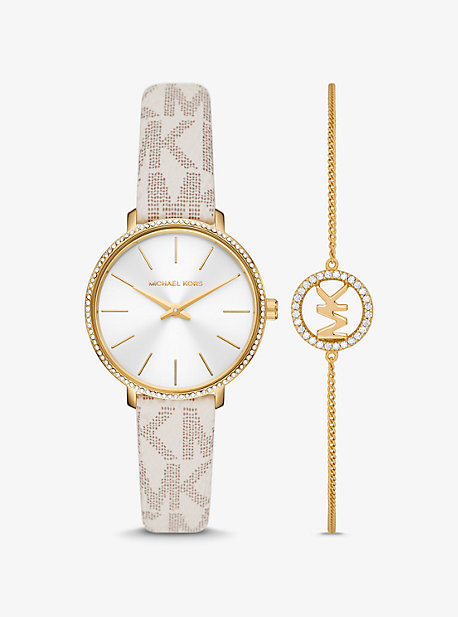 Набор часов и браслетов с логотипом Pyper и золотого оттенка Michael Kors