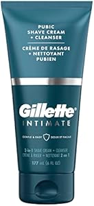 Gillette Intimate 2 in 1 Pubic Shave Cream (Крем) + Cleanser, Gentle Formula, Formulated for Pubic Hair & Skin, with Aloe, Paraben Free (177 ml) Gillette