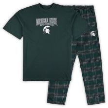Мужской комплект из двух футболок и фланелевых брюк Profile Michigan State Spartans Big & Tall Profile