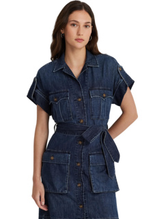Джинсовое платье-рубашка Petite с поясом Ralph Lauren