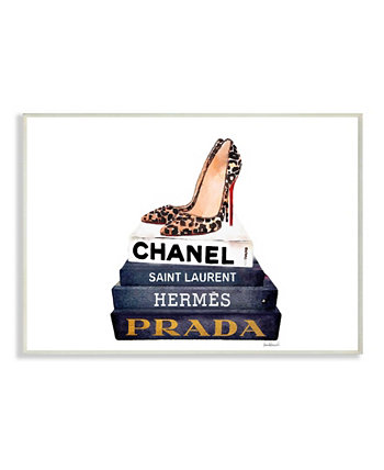 Набор Glam Fashion Book Туфли-лодочки с леопардовым принтом на каблуках, настенная табличка, 10 "x 15" Stupell Industries