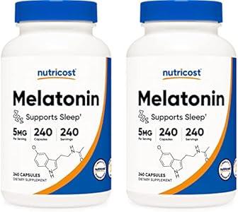 Nutricost Melatonin 5mg, 240 Capsules - 5mg Per Serving, Non-GMO, Gluten Free Nutricost