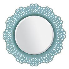 Круглое декоративное металлическое кружевное подвесное настенное зеркало - синее STONEBRIAR