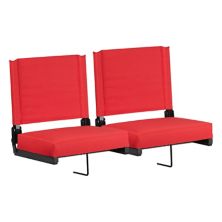 Emma and Oliver Набор из 2 легких стадионных стульев весом 500 фунтов с ультрамягким сиденьем, красный Emma+Oliver