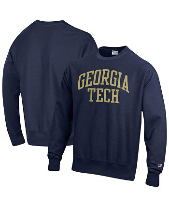 Мужской темно-синий пуловер с принтом Georgia Tech Yellow Jackets Arch Reverse Weave Толстовка Champion
