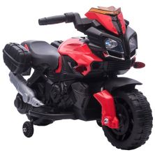 Детский электрический мотоцикл, игрушка с фарами, два тренировочных колеса, красные Aosom