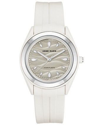 Женские белые пластиковые часы Solar Ocean Work из металла, 38,5 мм Anne Klein