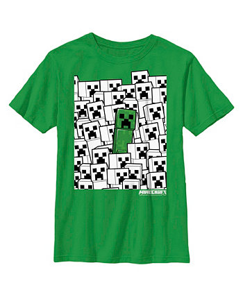 Boy's Minecraft Stand Out Creeper White  Child T-Shirt Microsoft