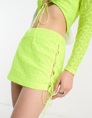 Annorlunda low rise stretch lace mini skirt in neon yellow Annorlunda
