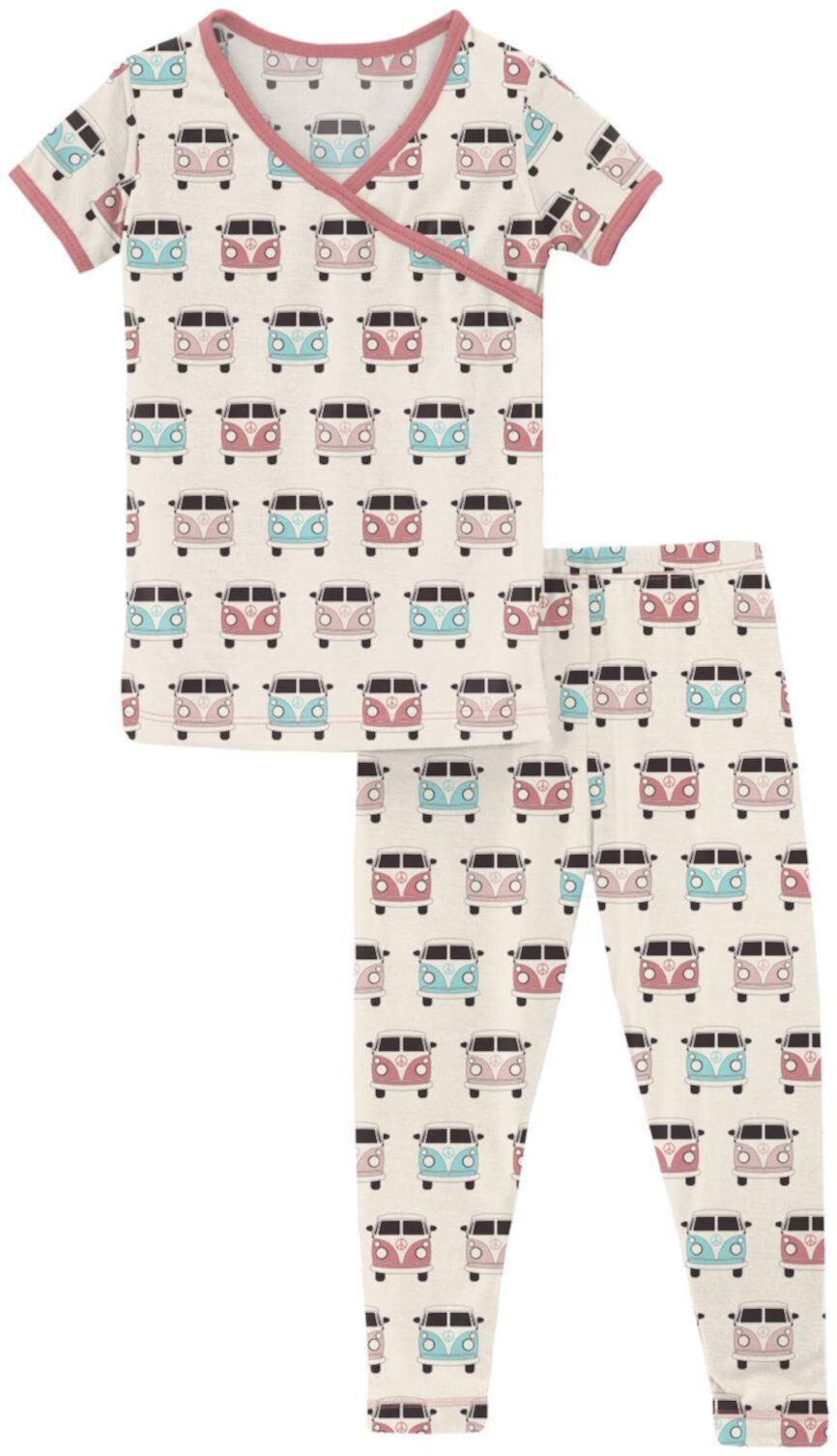 Short Sleeve Kimono Pajama Set (Toddler/Little Kids/Big Kids) KicKee Pants
