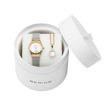 BERING Женские классические двухцветные часы и подарочная коробка с ожерельем с кристаллами Bering
