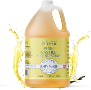 Brittanie's Thyme Organic Pure Castile Baby Wash Refill, 1 Gallon | Made with Olive Oil and Natural Luxurious Essential Oils, Gentle and Pure, Non-GMO, Phthalate Free Brittanie's Thyme