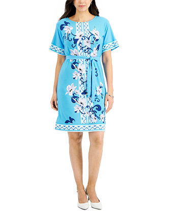 Миниатюрное платье с поясом и цветочным принтом, созданное для Macy's J&M Collection