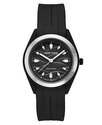 Женские черные пластиковые часы Solar Ocean Work из металла, 38,5 мм Anne Klein