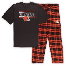 Мужская одежда Concepts Sport Brown/Orange Cleveland Browns Big & Tall Flannel Sleep Set Unbranded