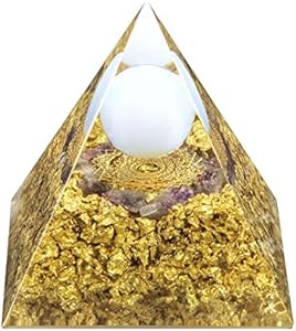 Rockcloud The Crown Chakra Orgone Pyramid Obsidian Crystal Ball Reiki Balancing Energy Generator for Mediation Yoga Home Office Decor Rockcloud