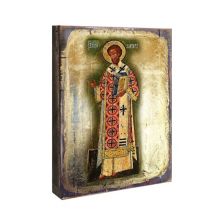 G.Debrekht Saint Chrysostom Wooden Gold Plated Religious Christian Sacred Icon Inspirational Icon Décor G.DeBrekht