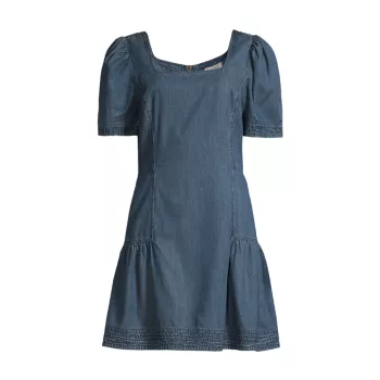 Джинсовое мини-платье с короткими рукавами STELLAH