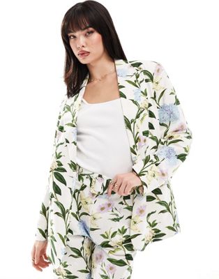 ASOS DESIGN tailored linen mix blazer in floral print ASOS DESIGN