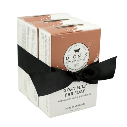Кусок мыла с козьим молоком, сливочный кокос и овес — 6 унций каждый / упаковка из 3 штук Dionis
