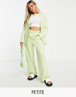 Pieces Petite tailored pants in pale lime - part of a set Pieces Petite