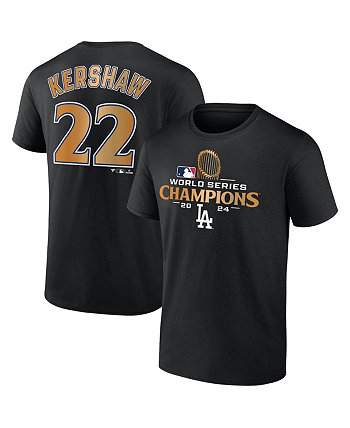 Men's Clayton Kershaw Black Los Angeles Dodgers 2024 World Series Champions Name Number T-Shirt Fanatics