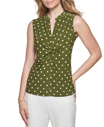 Женская рубашка без рукавов с принтом в горошек и отворотом спереди Tommy Hilfiger
