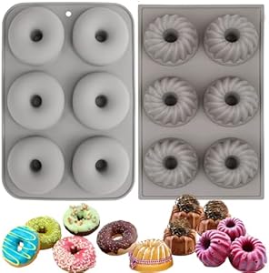 Mini Fluted Tube Pan Silicone 6-Cavity, Multi-Cavity small Cake Pans,Silicone Bundt Cake Pan Nonstick for Chocoflan, Jello, Doughnut Donut, Cornbread, Brownie FONTSATTY