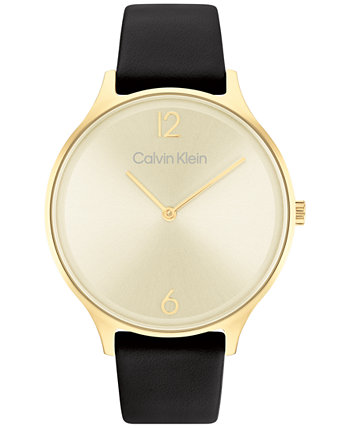 Часы с черным кожаным ремешком 38 мм Calvin Klein