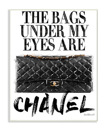 Гламурные сумки под моими глазами Черная сумка настенная табличка с рисунком, 12,5 "x 18,5" Stupell Industries