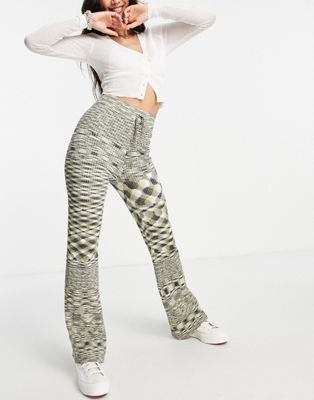 Emory Park high waist pants in space dye knit -set EMORY PARK