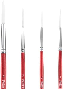 Creative Mark Polar Flo Professional Watercolor Brushes - Assorted Rigger Set of 4 - Short Handle, Nickel-Plated Seamless Ferrule Creative Mark