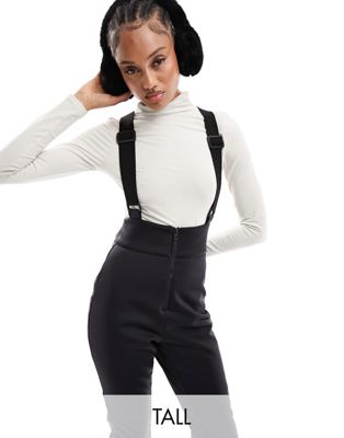 ASOS 4505 Petite all in one base layer with 1/2 zip and contouring detail  in black