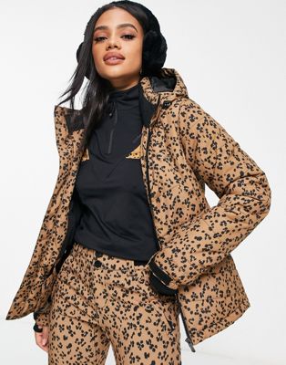 Коричневая зимняя куртка с леопардовым принтом Protest Snowdrops Protest