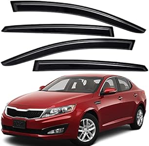 Lightronic WV82563 Outside-Mount Side Window Visors Deflectors Vent Rain Guards, Dark Smoke, 4-Pieces Set, Fits 2011-2015 Kia Optima Lightronic