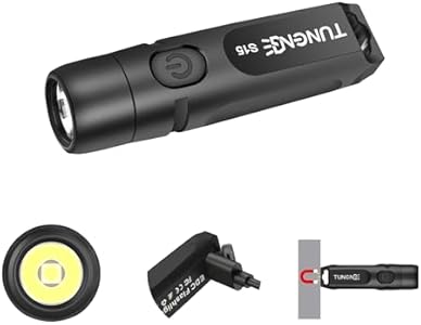 S15 Keychain Flashlight- Super Bright 650 High Lumens,UCB C Rechargeable EDC Pocket Flashlight,Mini Flashlight-Light with Magnetic Suitable for Hiking, Outdoors (Magnet Black) TUNENGE