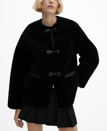 Женское пальто с меховой аппликацией MANGO