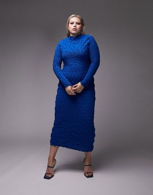 Синее платье миди из фактурного джерси Topshop Curve Topshop Curve