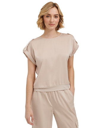 Women's Short Sleeve Satin Top Calvin Klein