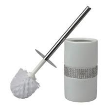 Home Basics Акцентированный блестками керамический роскошный держатель для туалетной щетки Hideaway со стальной ручкой HOME BASICS