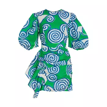 Мини-платье Pia Swirl с пышными рукавами Rhode