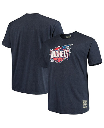 Men's Navy Distressed Houston Rockets Big and Tall Hardwood Classics Vintage-Like Logo T-shirt Mitchell & Ness