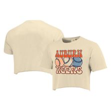 Women's Natural Auburn Tigers Comfort Colors Baseball Cropped T-Shirt Image One