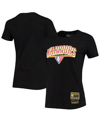 Женская черная футболка Golden State Warriors Classic Edition Warriors Origins 75th Anniversary Mitchell & Ness